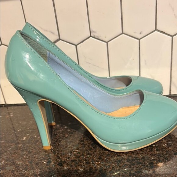 Suzy Shier Womens Blueteal Pumps size 7 heels closed toe - Picture 6 of 7